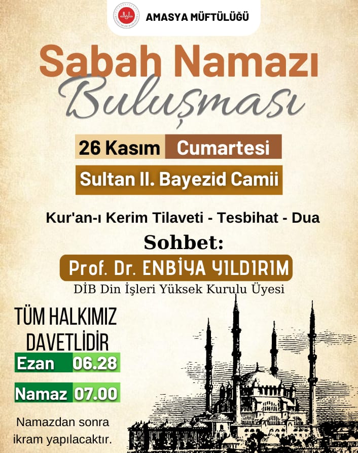 Amasya Müftülüğünden Sabah Namazı Buluşması