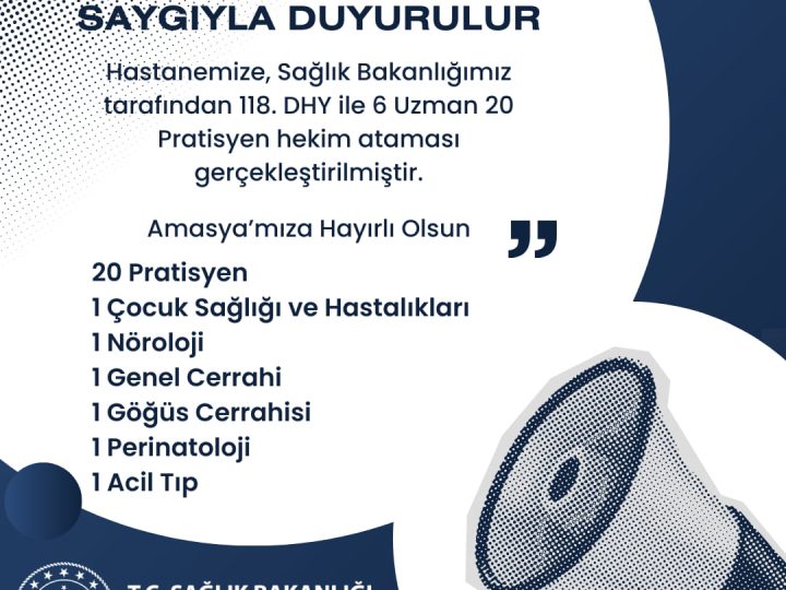 Amasya’ya 26 Hekim Daha Geliyor